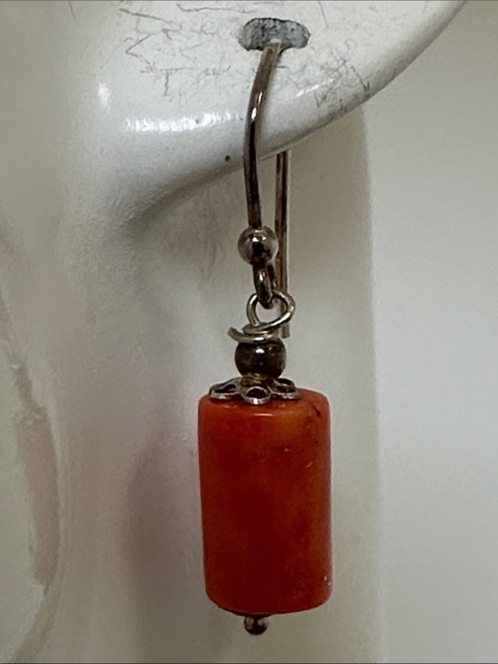 925 Sterling silver Real Coral Drop Earrings